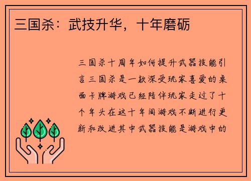三国杀：武技升华，十年磨砺